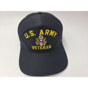 Vintage US Army Veteran Eagle Crest Snapback Hat Cap United States USA Military